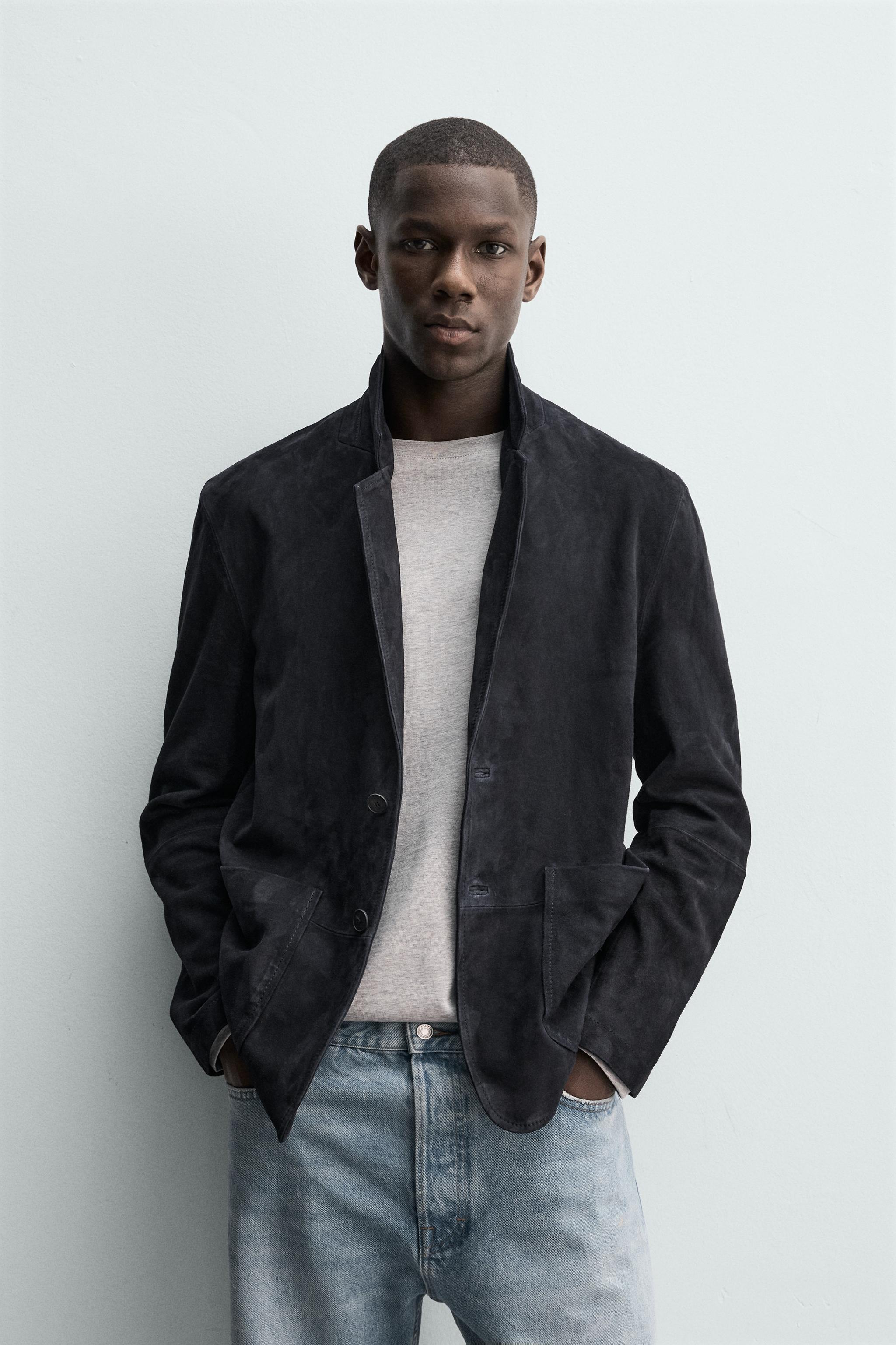 REGULAR FIT SUEDE LEATHER BLAZER